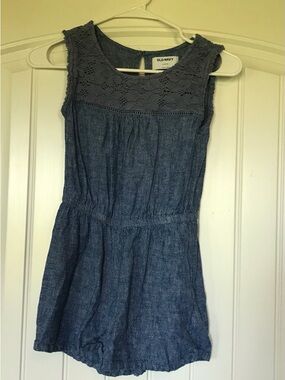 Old Navy Denim Blue Crochet Yoke Casual Dress